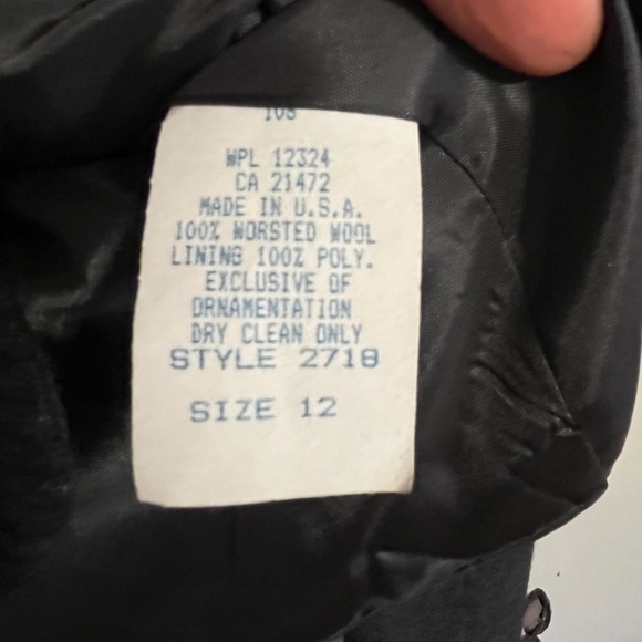 Howard Wolf Jacket Women 12 Gray Wool Blazer 90s Retro Striped Academia Office - Picture 12 of 14